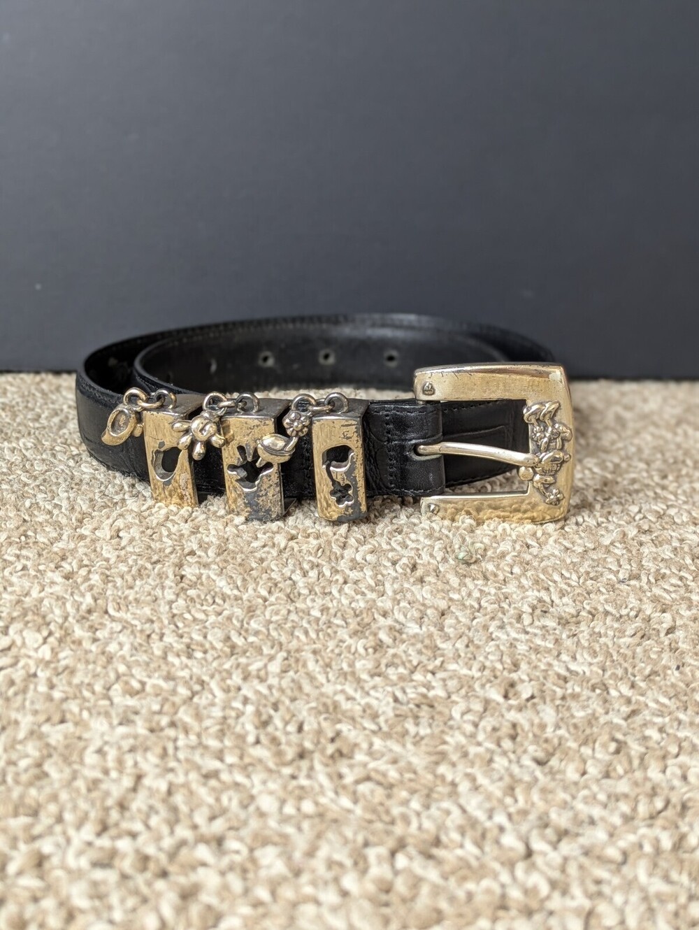 Brighton Disney Mickey Mouse Vintage Leather Belt Silver Charms S 3013M